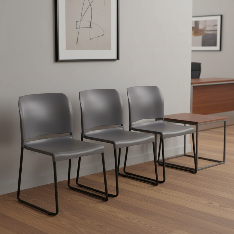 Gray Stack Chairs - Executive Office Wall 1:1
