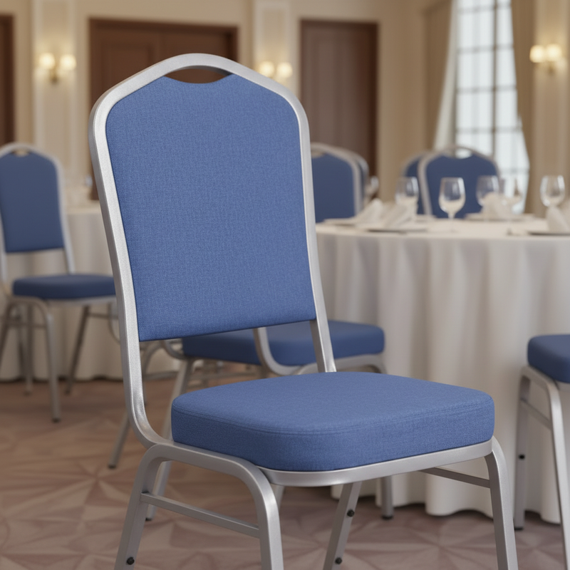 HERCULES Crown Back Chair — Blue Fabric, Zoomed Out Hero Shot