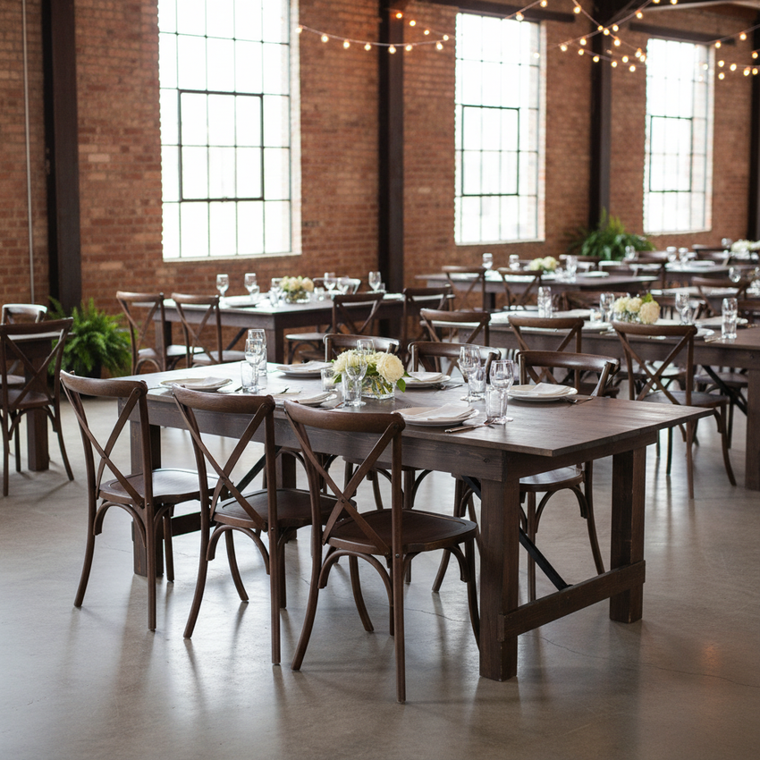 Bizchair-hercules-farm-table-x-back-walnut-chair-commercial-lifestyle