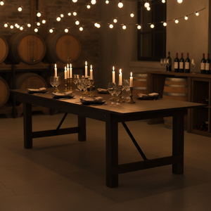 Bizchair-hercules-pine-farm-table-candlelight-edison-bulbs