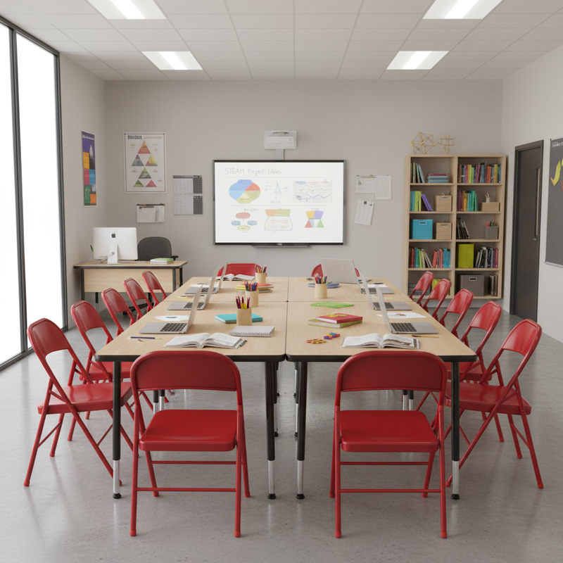 HERCULES Red Metal Folding Chair - Classroom, All Chairs at Tables