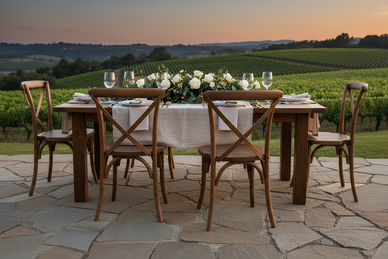 Bizchair-hercules-series-wood-cross-back-chairs-at-elegant-outdoor-dining