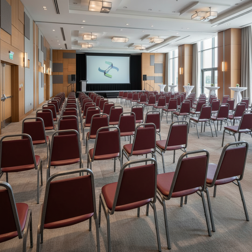 HERCULES Trapezoidal Back Banquet Chair — Burgundy, Conference Venue
