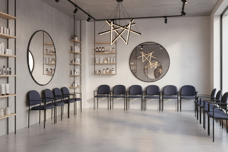 Bizchair-industrial-beauty-bar-waiting-room-from-right-front-perspective