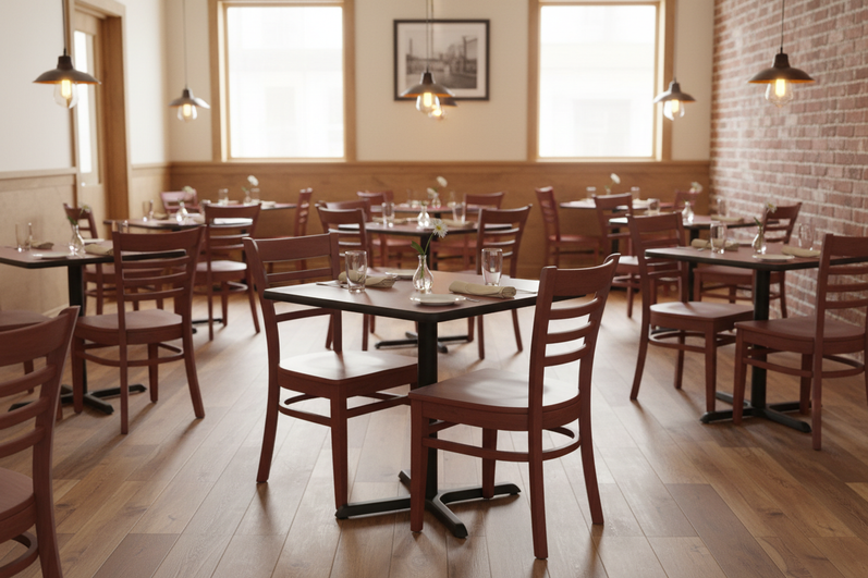 Ladder Back Chairs & Square Tables – Casual Dining Room
