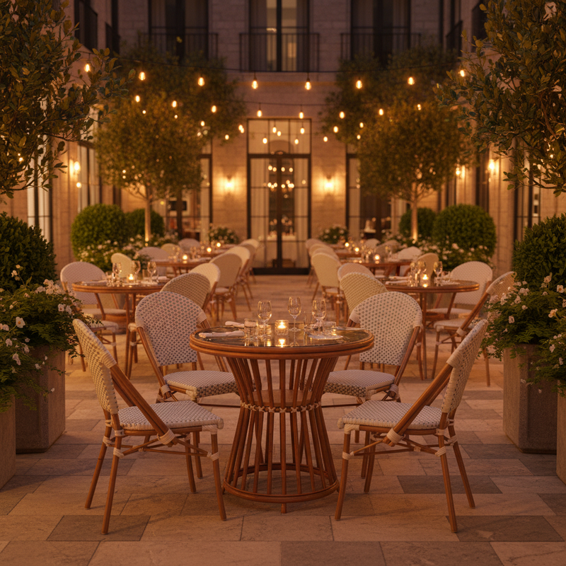Lourdes Bistro Table Set — Hotel Courtyard Café Night 1:1
