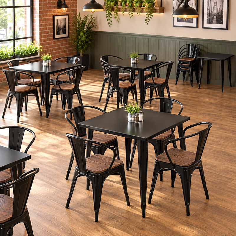 Bizchair-restaurant-dining-room-with-a-small-reserve-of-matching-chairs-and-a-table