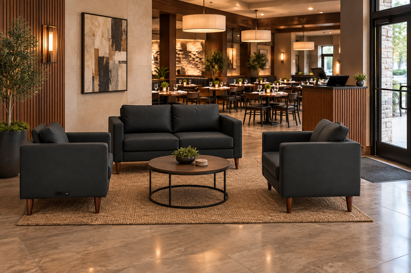 Bizchair-restaurant-waiting-area-with-lounge-seating-near-a-host-stand