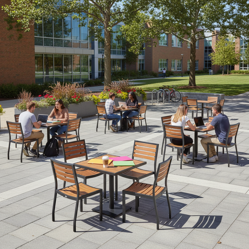 University Campus Courtyard – Poly Slat Dining Set