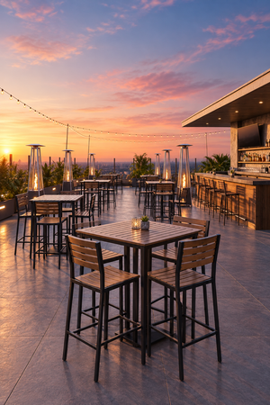 Bizchair-vertical-rooftop-restaurant-at-sunset