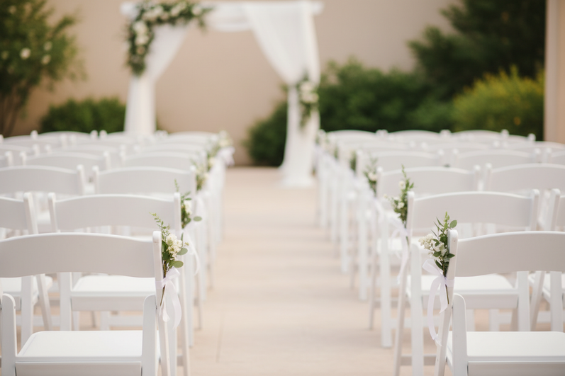 White Resin Folding Chairs - Wedding Ceremony 3:2